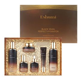 [ESHUMI] Black Snail Perfect Hydrator 6-piece set - Skin Regeneration, Anti-Aging, Deep Moisture with Snail Mucin, Green Tangerine & Shea Butter - Made in Korea